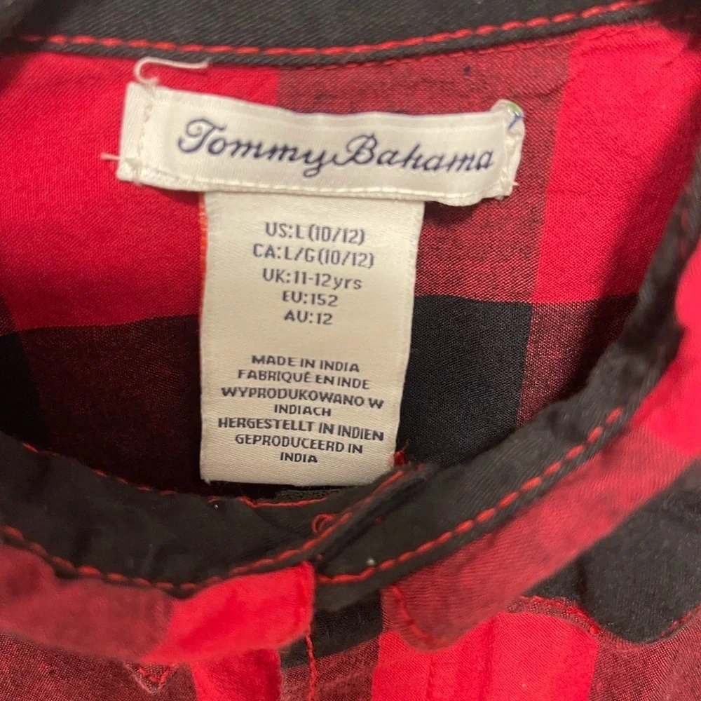 Tommy Bahama Red and Black Checkered Shirt